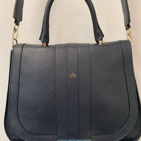 DeMellier Midnight Blue Satchel with Gold Details - Picture 5 of 10